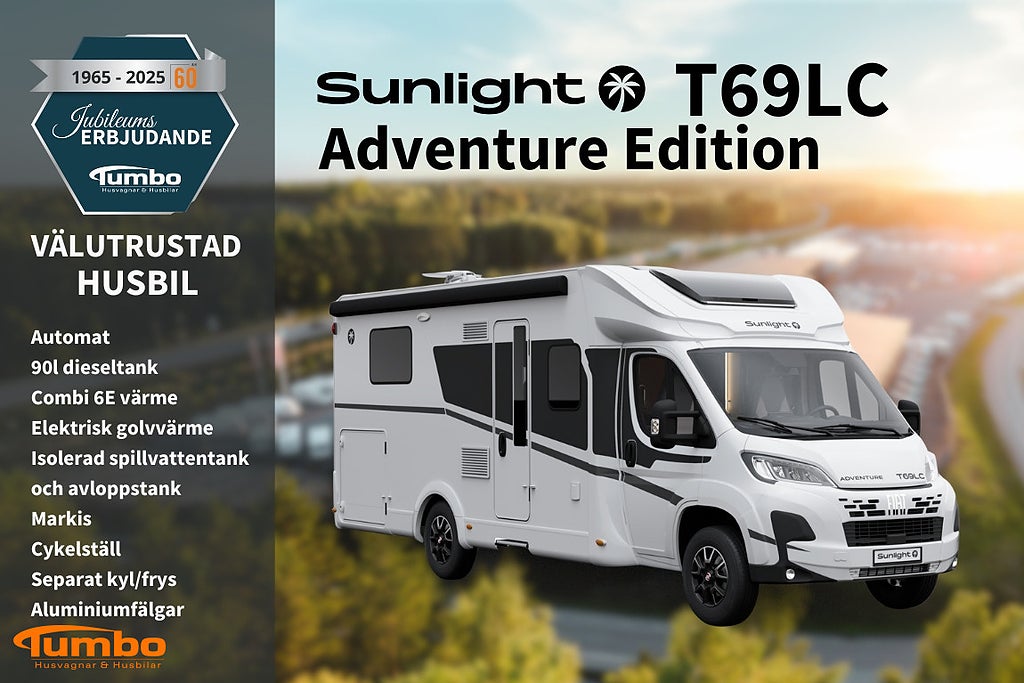 Sunlight T 69 LC Adventure Edition Tumbo 60år Taksäng 