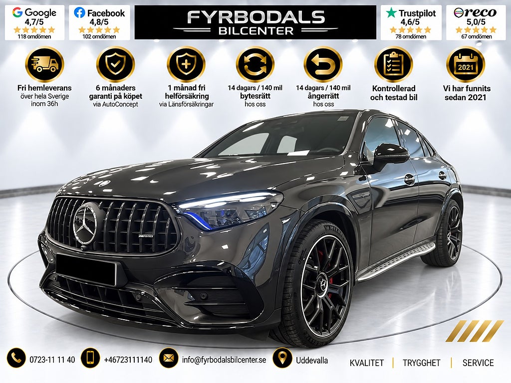 Mercedes-Benz GLC 63 S E Performance AMG 680hk Coupe PremiumPlus MOMS/VAT 2024 hos Fyrbodals Bilcenter i Uddevalla