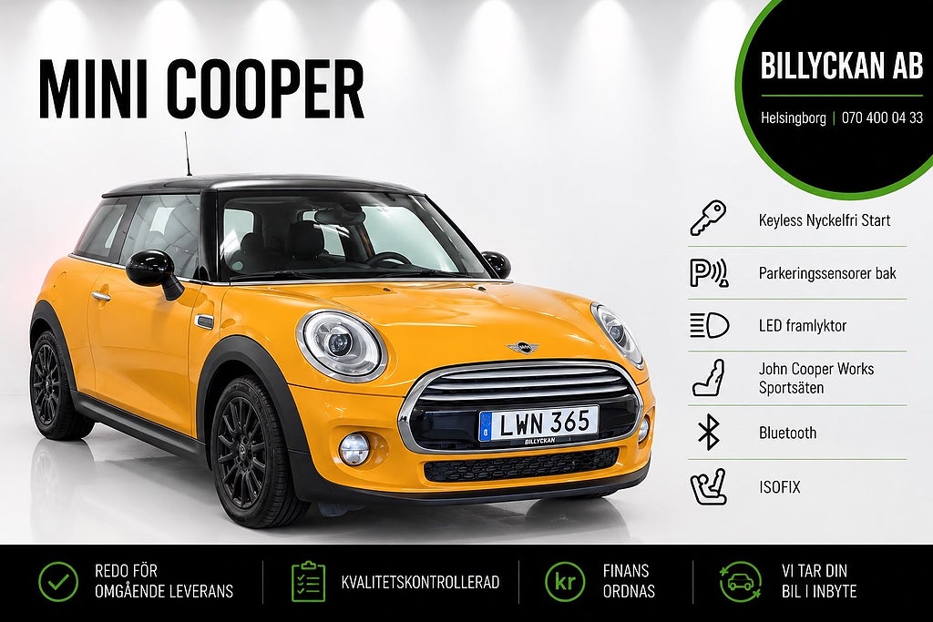 MINI Cooper Pepper|JCW-utrustning|P-sensor|Lågmil|Keyless|136hk