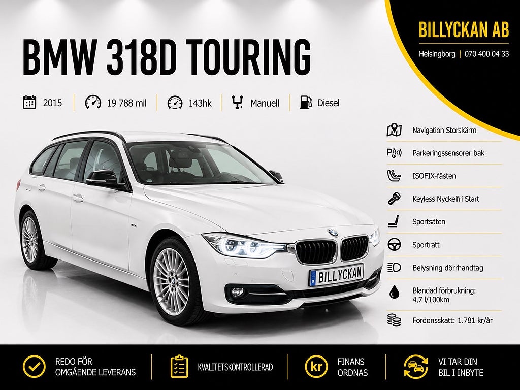 BMW 318D Touring | Sport line | Navi | Nyservad | Euro 6 | 143hk