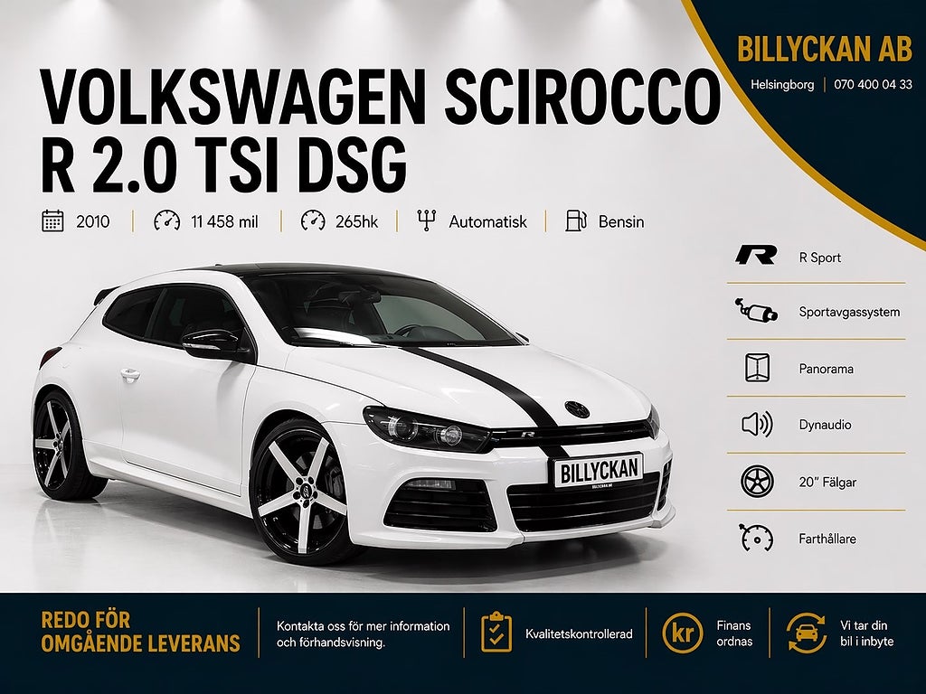 Volkswagen Scirocco R 2.0 TSI 265hk|Panorama|Dynaudio|20''|Sportavgassystem
