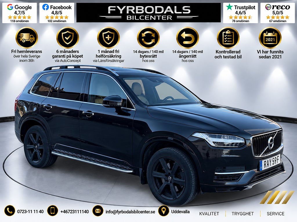 Volvo XC90 T8 TwEn Plugin AWD 407hp Momentum Pano 7sits 2660kr/mån