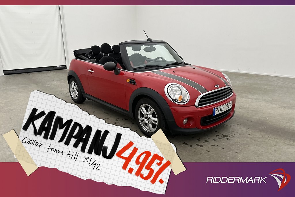 MINI One Cabriolet 1.6 98hk Sensorer Navigati 4,95% Ränta