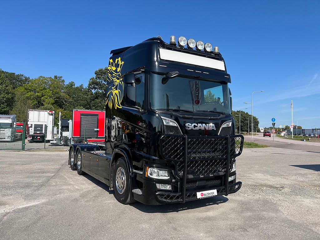 Scania R650 V8 6x4 Tandem Lastväxlare, Kranflak & Liftdumper, Euro 6