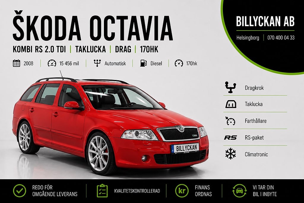 Skoda Octavia Kombi RS 2.0 TDI | Taklucka | Drag | 170hk
