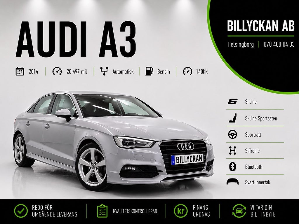 Audi A3 Sedan 1.4 TFSI S Tronic | S-Line |Ambition|PDC|140hk