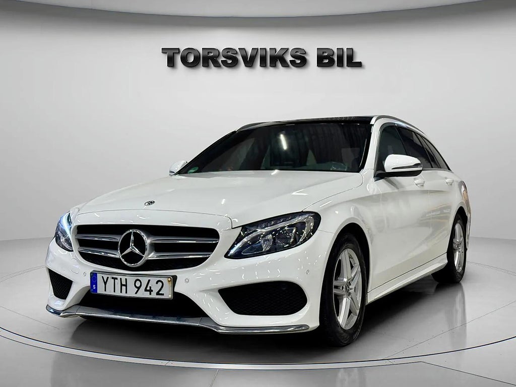 Mercedes-Benz C 220 T d 9G-Tronic AMG Line Värmare Skinn Panorama Drag 19" hjul