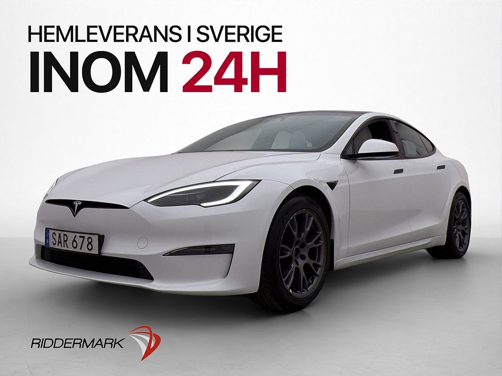 Tesla Model S Ljus interiör Yoke Autopilot MOMS Svensksåld