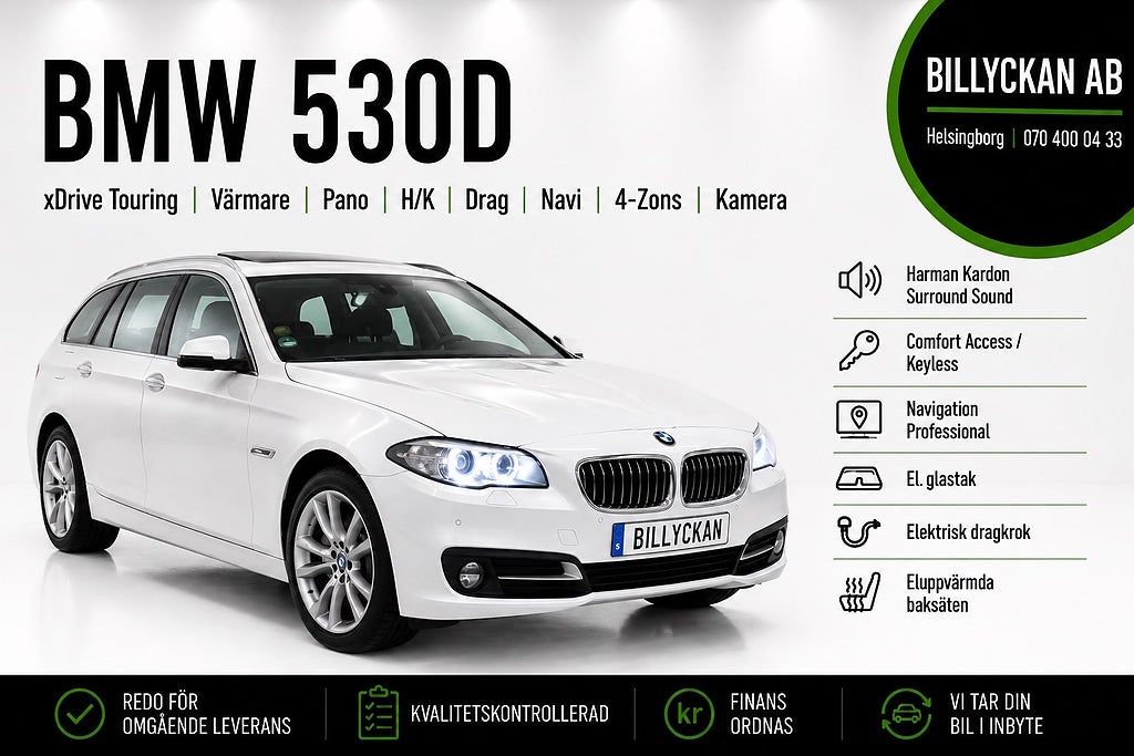 BMW 530D xDrive Touring Värmare|Pano|H/K|Drag|Navi|4-Zons|Kamera