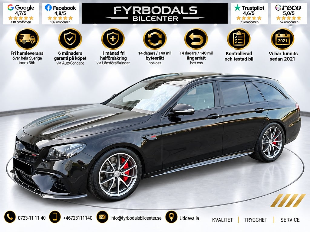 Mercedes-Benz E63 S AMG T 4MATIC+ BRABUS STEG-3 850HK SVENSKSÅLD AKRAPOVIC UNI 2018 hos Fyrbodals Bilcenter i Uddevalla
