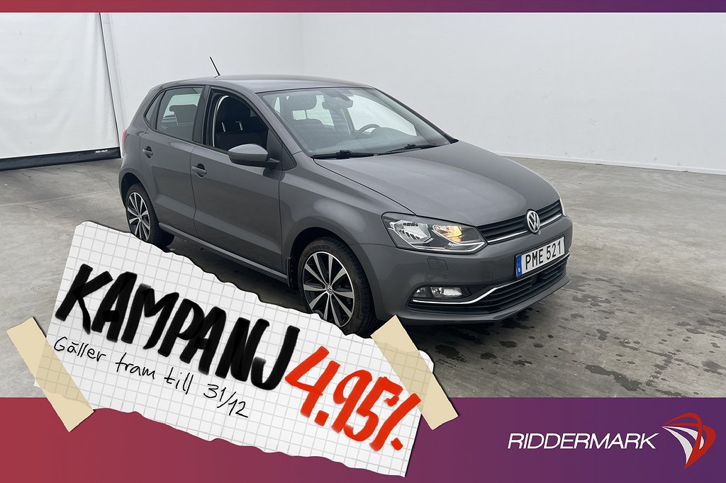 Volkswagen Polo 1.2 TSI 90hk M&K-Värm Sensorer 4,95% Ränta