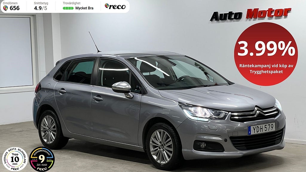 Citroën C4 1.2 130hk 6-växlad Fullservad/Värmare/endast 6400 mil