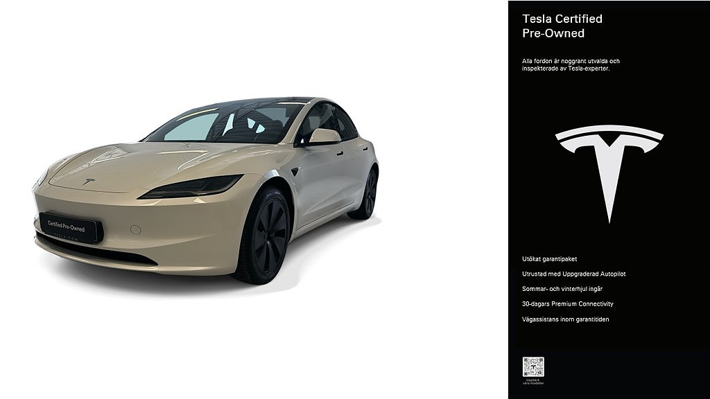 Tesla Model 3 Long Range AWD Certified Pre-Owned 3,84% ränta