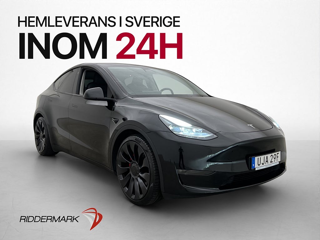 Tesla Model Y Performance AWD Pano Skinn Drag Moms 1 Brukare