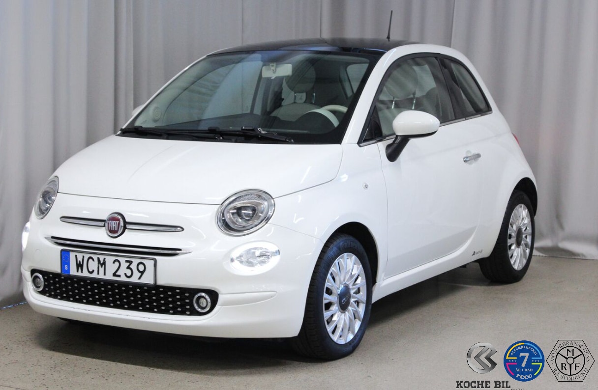 Fiat 500 1.2 69hk Lounge, Panorama, S&V-hjul, Lågmil