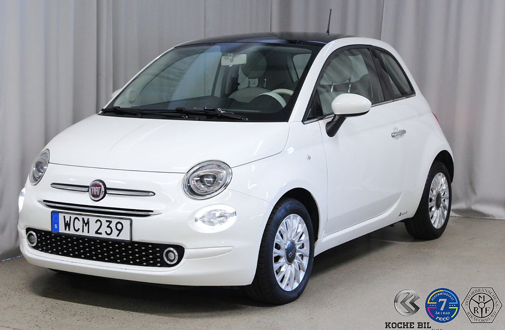 Fiat 500 1.2 69hk Lounge, Panorama, S&V-hjul, Lågmil