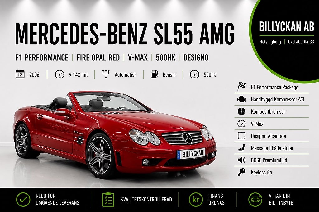 Mercedes-Benz SL 55 AMG F1 Performance Package|SL65|Fire Opal Red|500hk