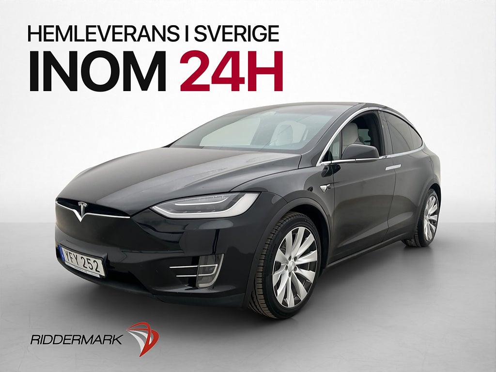 Tesla Model X 75D AWD 6-Sits Drag Ljus interiör Autopilot
