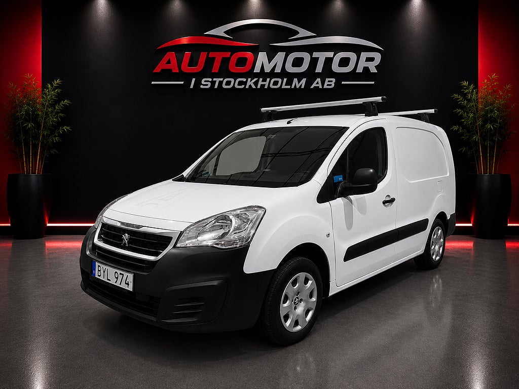 Peugeot Partner Skåp 1.6 BlueHDi lång modell 3 sits 1 ägare drag Euro 6