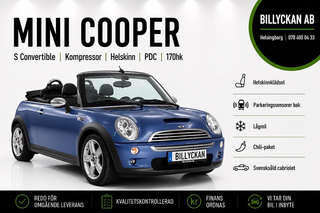 MINI Cooper S Convertible Svensksåld |Helskinn|PDC|170hk
