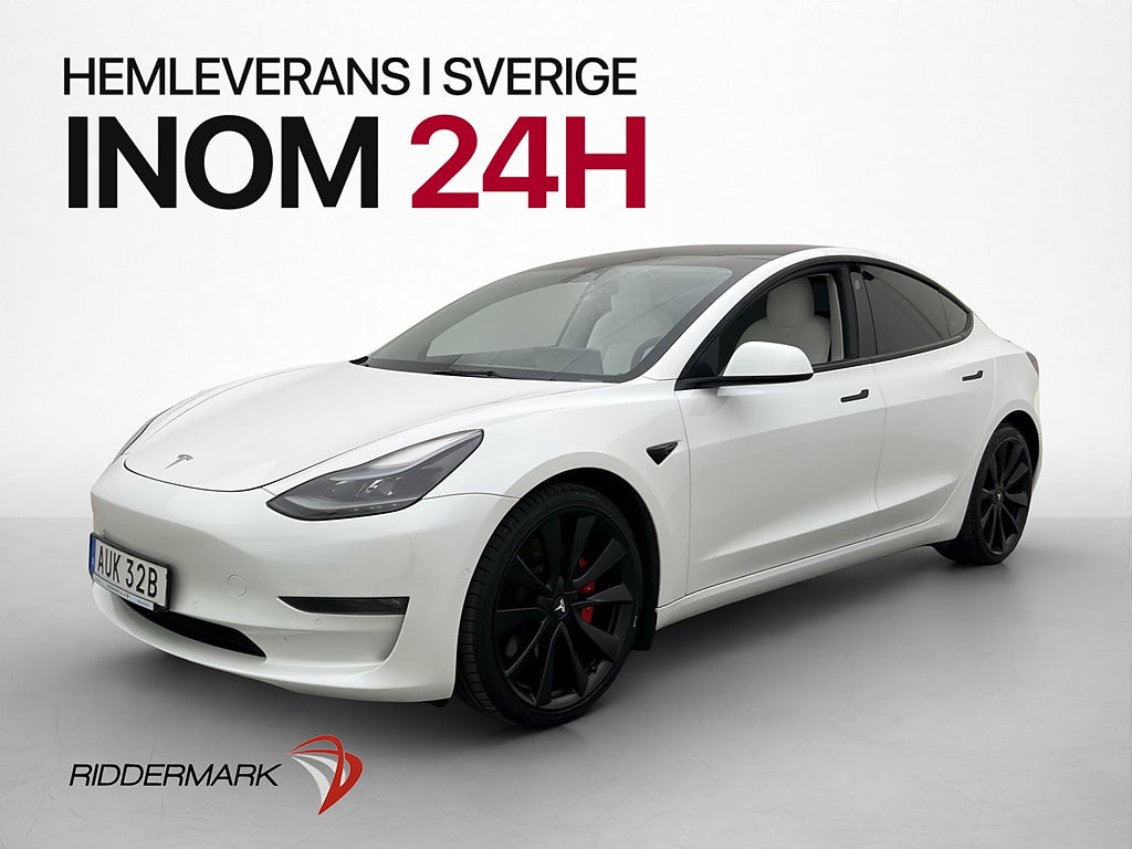 Tesla Model 3 Performance AWD Pano Kamera Ljus interiör Navi