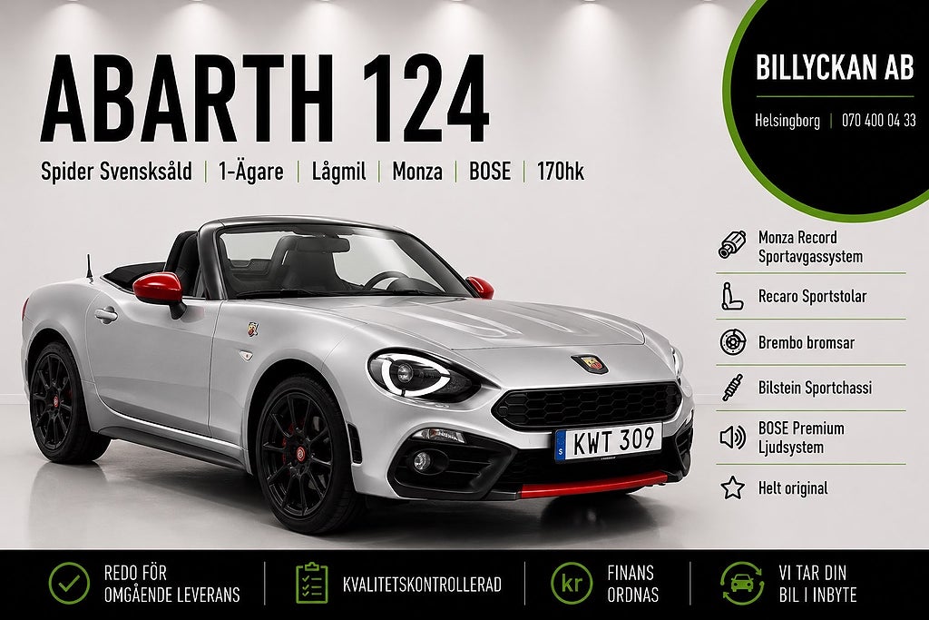 Abarth 124 Spider Svensksåld |1-Ägare|Ny Kamrem|Monza|BOSE|170hk 