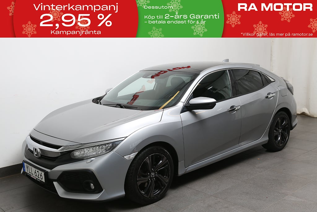 Honda Civic 1,5 i-VTEC Turbo Aut Prestige Skinn Pano Motorv 2017