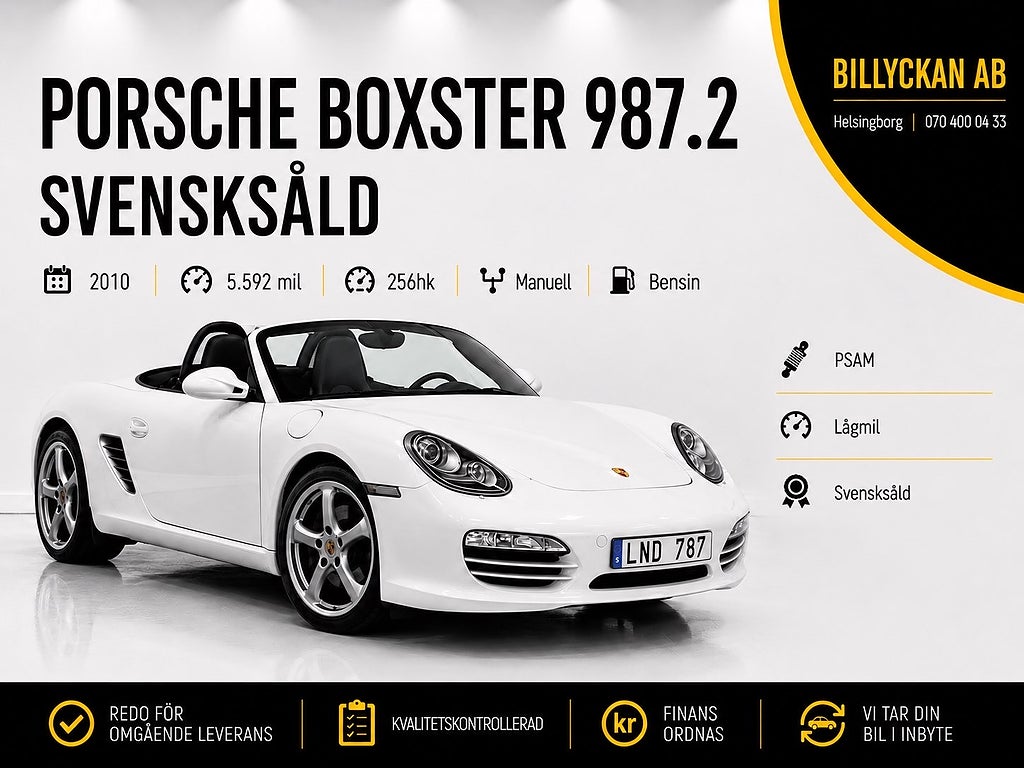 Porsche Boxster 987.2 Manuell | Svensksåld | PASM | Lågmil | 256hk