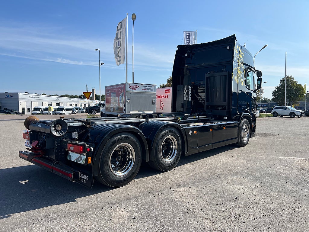 Scania R650 V8 6x4 Tandem Lastväxlare, Kranflak & Liftdumper, Euro 6
