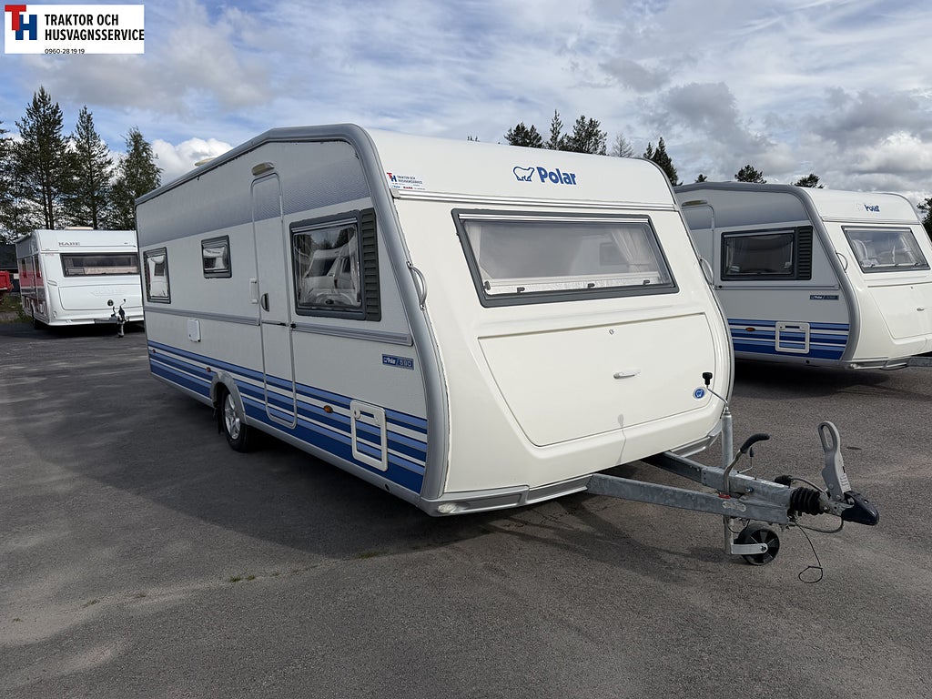 Polar 590 Långbädd med två överbäddsskåp, Skinnklädsel, Lufttält,