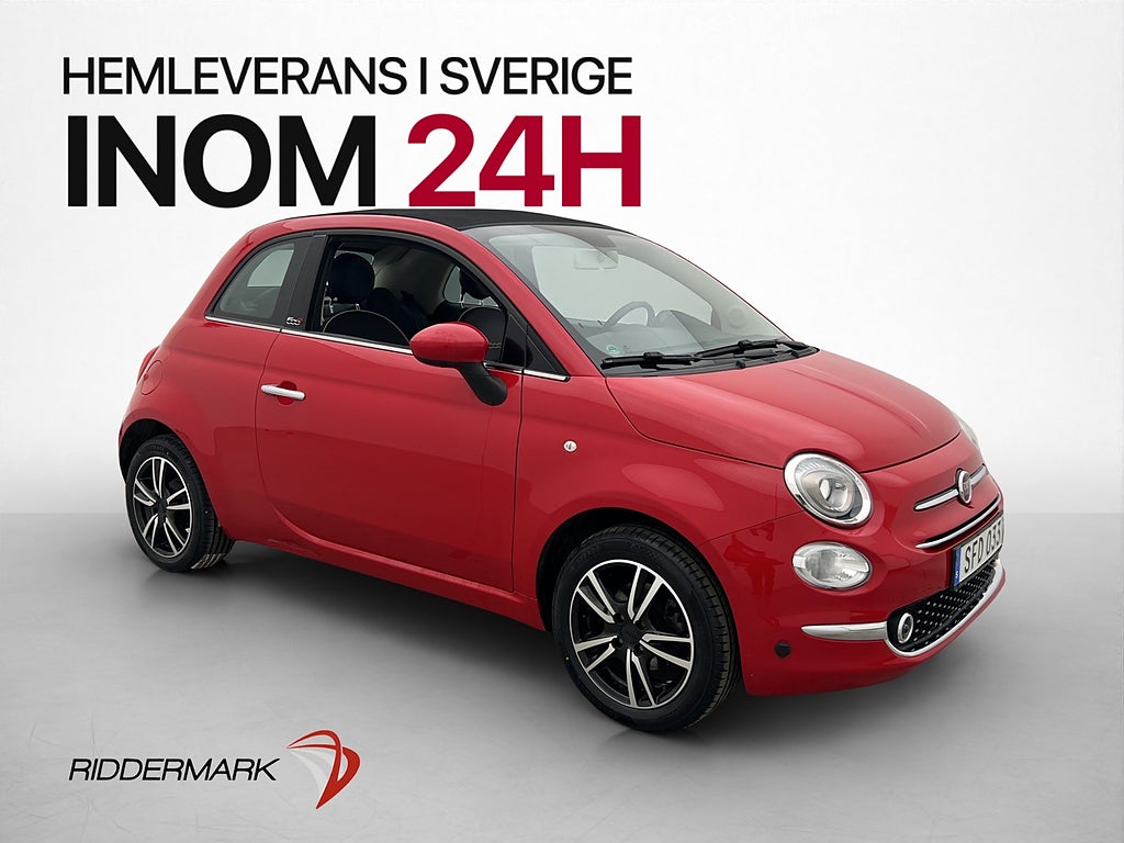 Fiat 500C 1.2 8V Cabriolet Lounge Sensorer CarPlay 1-Brukare