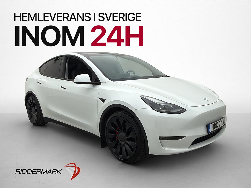 Tesla Model Y Performance AWD Pano Kamera Drag Värm Skinn AP