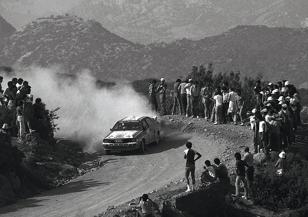 Audi quattro - Stig Blomqvist drifting at the 1983 acropolis Rally.