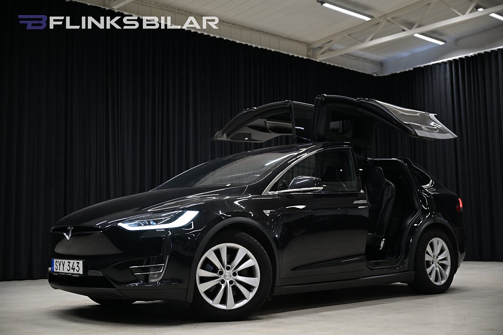 Tesla Model X 100D 423hk | Skinn | Panorama | 6-Sits | Momsbil  
