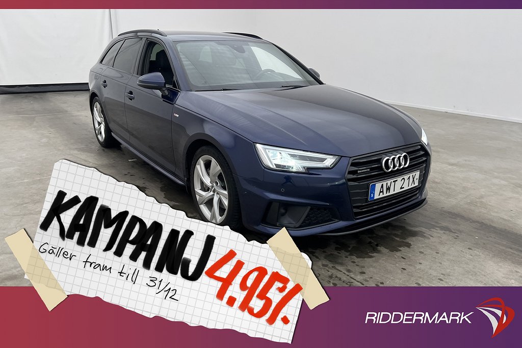 Audi A4 Avant 40 TDI Q 190hk S-Line D-Värm Drag 4,95% Ränta