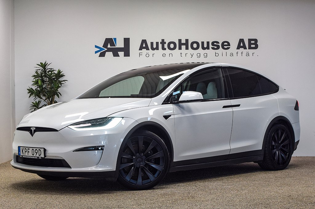 Tesla Model X Plaid 1020HK 6-Sits Vit Interiör Drag Leasebar