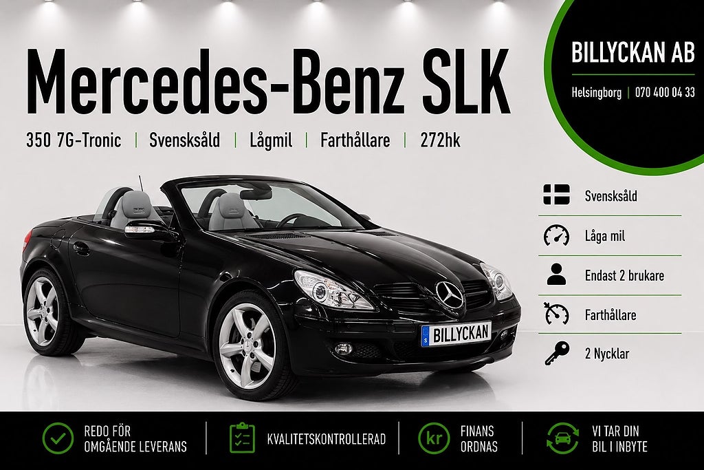 Mercedes-Benz SLK 350 7G-Tronic Svensksåld | Lågmil | Farthållare | 272hk