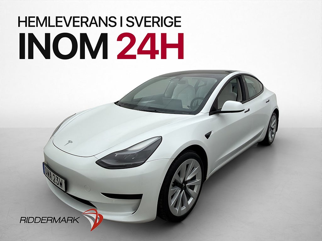 Tesla Model 3 Standard Range Sv-Såld AP Ljus-Läder Pano 360°