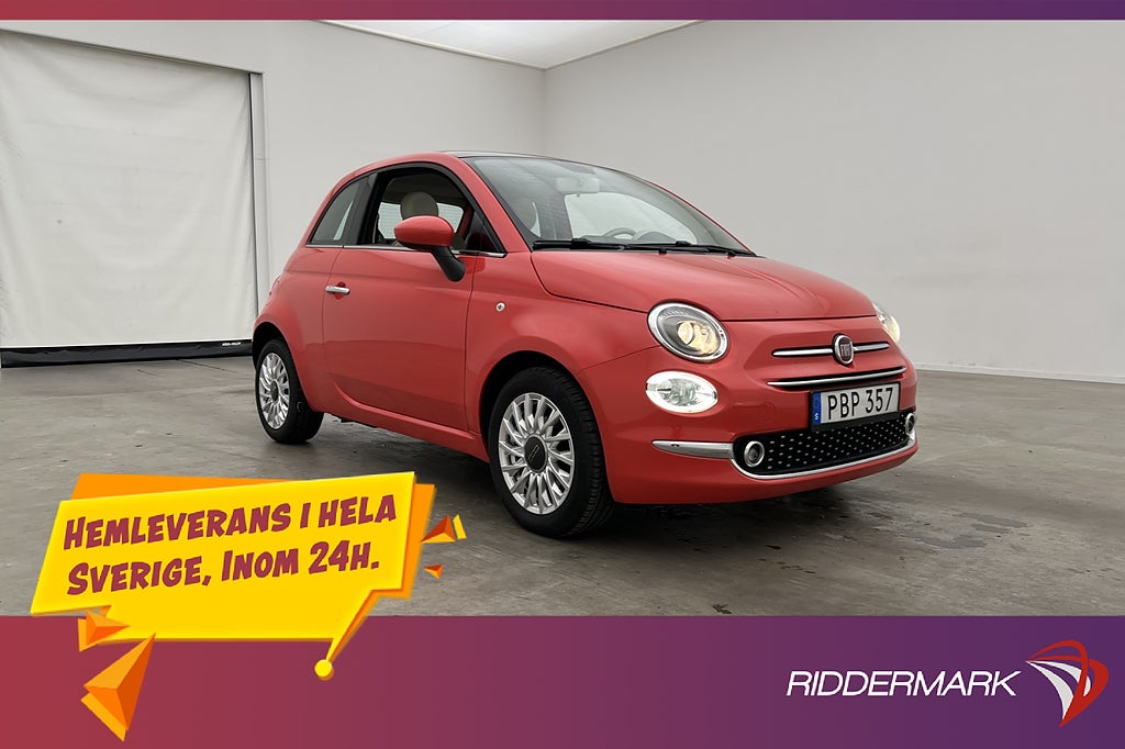 Fiat 500 1.2 8V Lounge Sensorer Pano Bluetooth Låg Årsskatt