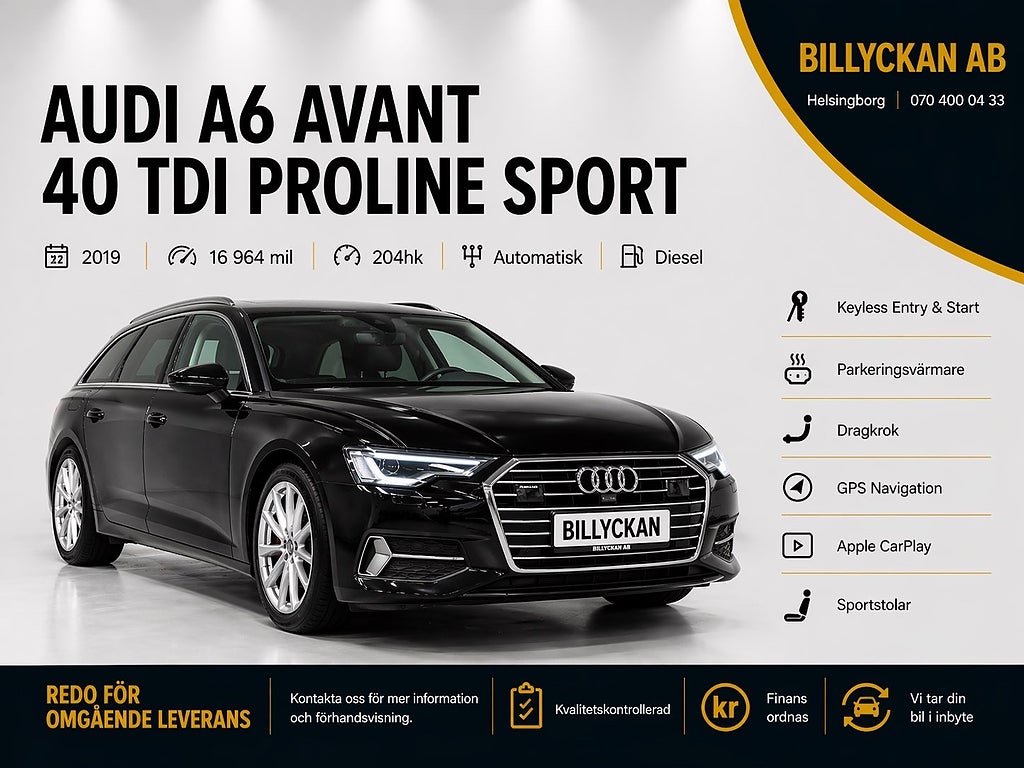 Audi A6 Avant 40 TDI Proline Sport |Keyless|Värmare|Drag|204hk
