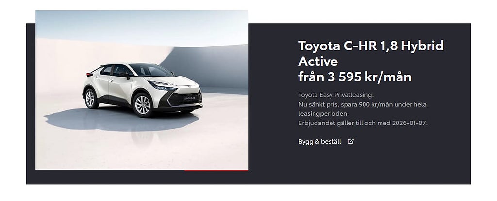 Toyota C-HR Hybrid Privatleasingkampanj