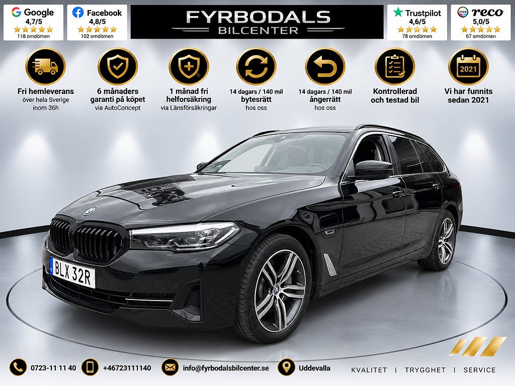 BMW 530e Touring 292hk G31 LCI Kamera Rattvärme Drag 2096kr/mån
