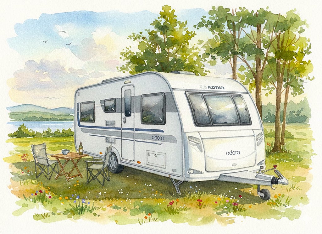 Adria ADORA 542 UT, Enkelsängar, Toa bak, Alde, solcell 