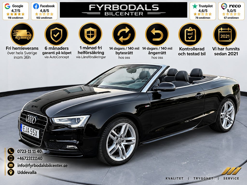 Audi A5 Cabriolet 3,0 TDI V6 Quattro S-Tronic S Line 2013 hos Fyrbodals Bilcenter i Uddevalla