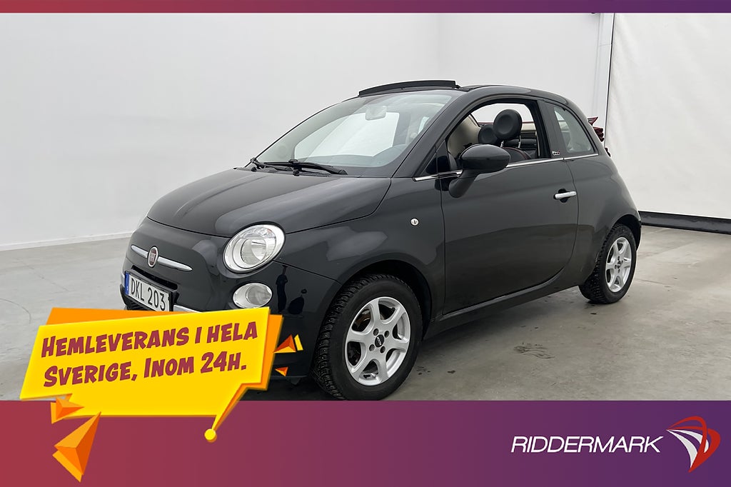Fiat 500C 1.2 8V 69hk Lounge En-Brukare P-Sensorer Halvskinn