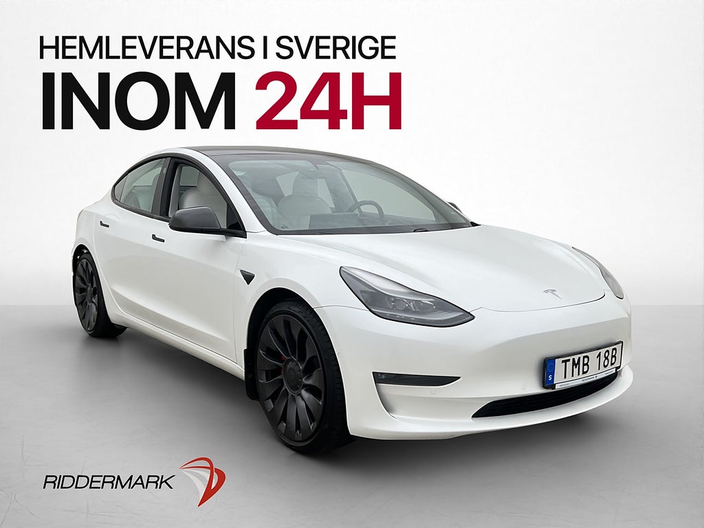 Tesla Model 3 Performance Svensksåld Ljus-Interiör